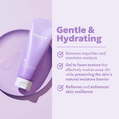 Vista 6 de FRUDIA Blueberry - Limpiador facial hidratante de gel a espuma (4.9 onzas) – Suave lavado facial coreano diario con extracto de arándanos y complejo