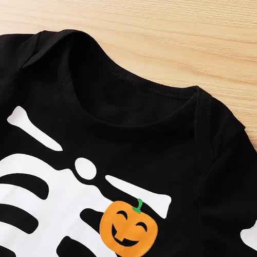 Vista 6 de Shalofer Ropa de Halloween para bebé niño, traje de esqueleto de Halloween