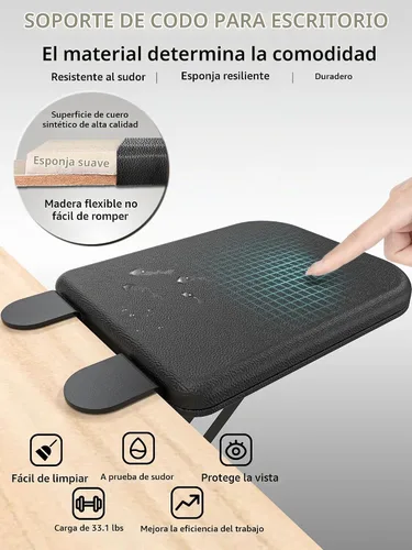 Vista 9 de NODOCA Reposabrazos para escritorio, reposabrazos ergonómico, extensor de escritorio, esponja suave incorporada, cómodo soporte de brazo