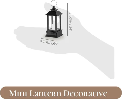 Vista 2 de Paquete de 24 mini linternas negras decorativas para interiores, para centro de mesa Battery Powered Small Led Lights Bulk, for Wedding, Table