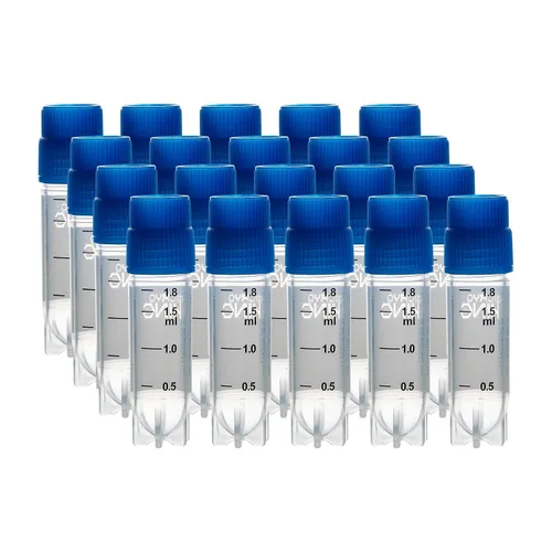Vista 49 de Cryoviales de 0.0 fl oz, 25Pcs Cryotubes con código de barras lateral, frascos de esterilización con rosca externa, tubos de muestra con tapas Azul