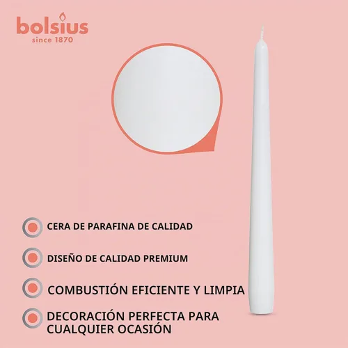 Vista 9 de Bolsius Velas alargadas blancas (10 pulgadas)