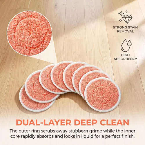 Vista 2 de Paquete de 8 almohadillas de repuesto para mopa de vapor, almohadillas de microfibra lavables (naranja)