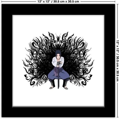 Vista 7 de Gallery Pops Naruto Shippuden - Sasuke Uchiha Amaterasu - Arte de pared, versión enmarcada negra, 12 x 12 pulgadas