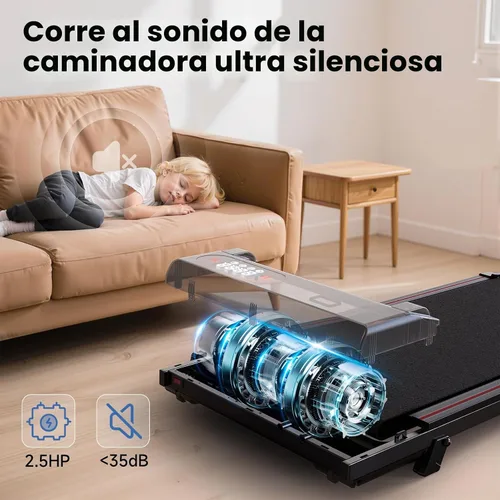Vista 5 de Incline Walking Pad with Incline 8% & 2.5HP, Quiet Under Desk Treadmill≤35DB for Home Office, Upgraded Portable Treamill with High 350LB Capacity