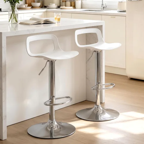 Vista 14 de NOBPEINT Taburete de bar giratorio ajustable con elevación de aire cromado contemporáneo, juego de 4, gris