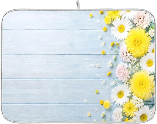 Vista 28 de Beige and Brown Marble Print Dish Drying Mat for Kitchen Counter Super Absorbent Drying Mat 16x18 inch Large Dish Drying Matts for Countertop