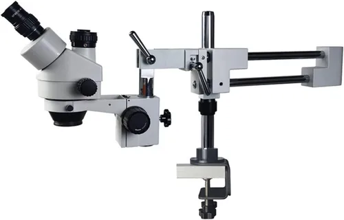 Vista 3 de Brazo de soporte para microscopio ajustable con abrazadera, soporte de soporte de brazo de brazo de laboratorio industrial zoom trinocular cámara