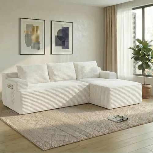 Vista 42 de Sofá modular Cloud de 108 pulgadas, moderno sofá deshuesado con otomana móvil, sofá modular de asiento profundo, sofás esquineros de pana para sala
