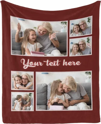 Vista 18 de Manta personalizada con tus fotos favoritas, manta personalizada con mis propias imágenes para familia, mamá, papá, hija, hijo, perro, hermanas