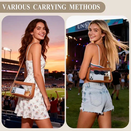 Vista 2 de Bolsa transparente para eventos de estadio, bolsa de hombro, pequeña bolsa transparente con correa ajustable para mujer para conciertos de estadio