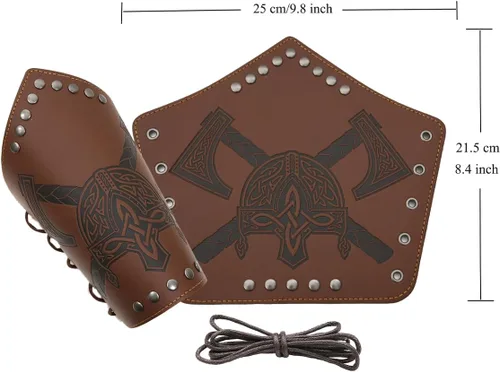 Vista 3 de Pulsera de cuero con guantelete medieval, muñequeras vikingas, guardias de tiro con arco, brazaletes de brazo ancho para mujeres y hombres, 2
