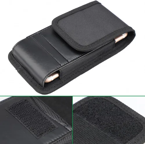 Vista 5 de Funda universal de nylon vertical para teléfono celular con clip de cinturón y gancho - XL