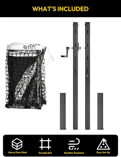Vista 6 de A11N SPORTS Sistema de red de pickleball de grado profesional con postes de acero al carbono de alta resistencia, construcción a prueba de óxido