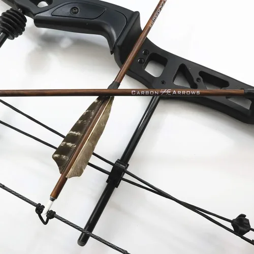 Vista 7 de Tiro con arco flechas de carbono de grano de madera eje 500 columna vertebral con plumas Fletching para caza tiro