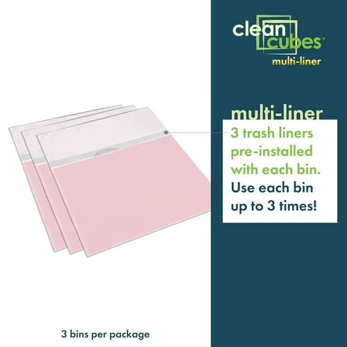 Vista 2 de Clean Cubes Botes de basura emergentes desechables de 13 galones (paquete de 3, multi-forro) con bolsas ajustadas – Contenedores plegables de basura