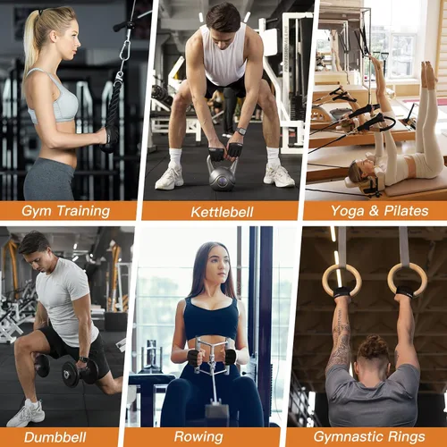 Vista 6 de ATERCEL Guantes de entrenamiento de gimnasio para hombres y mujeres, guantes de levantamiento de pesas con protección completa de la palma y agarre