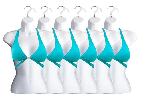 Vista 24 de Maniquí femenino con espalda hueca y cuerpo apilable con ganchos para colgar para exhibición de camisetas, encimera, ferias de manualidades, fotos