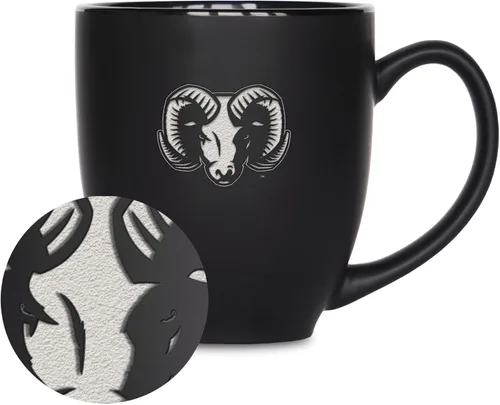 Vista 231 de Rico Industries - Taza de cerámica mate negra con grabado láser estándar de 15oz para NCAA (escuelas T & U) - Para bebidas calientes o frías
