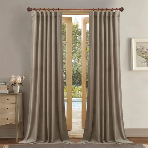Vista 33 de StangH Cortinas 100% opacas, color beige, terciopelo suave y grueso, cortinas para ventana de dormitorio, forro blanco, cortinas con aislamiento