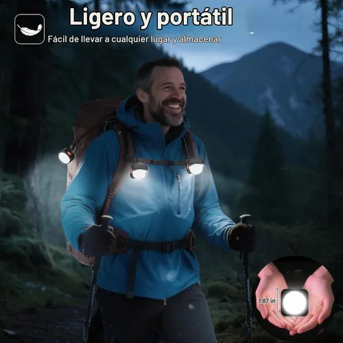 Vista 2 de FLY2SKY - Paquete de 3 luces LED recargables para camping, mini linterna de emergencia