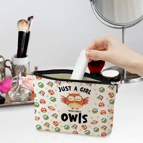 Vista 2 de jeilink Lindo bolso de maquillaje divertido erizo bolsas cosméticos regalos erizo suministros de erizo para animales, Chica ama a los búhos, Casual