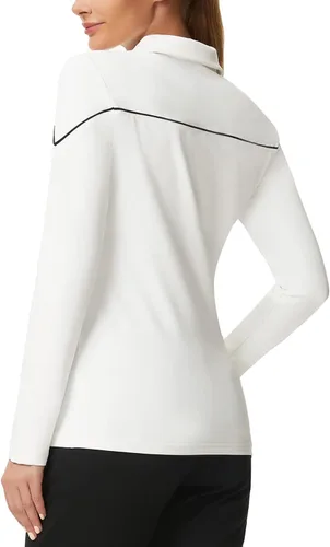 Vista 5 de JACK SMITH Polo de golf para mujer, ajuste seco, UPF 50+, manga larga, con cremallera, ajuste delgado, atlético, con soporte para camiseta