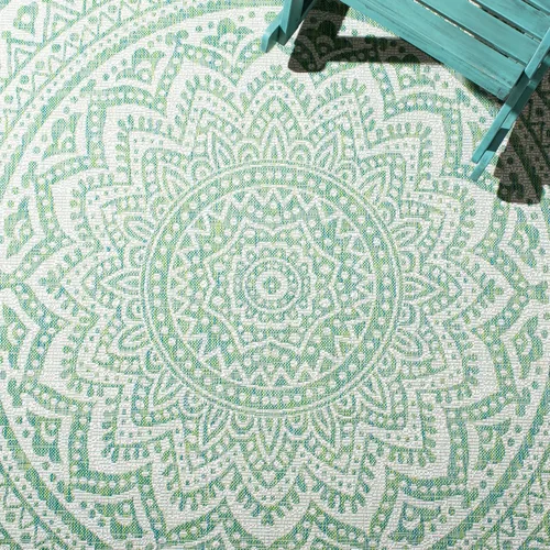 Vista 4 de SAFAVIEH Alfombra lavable al aire libre Courtyard Collection - 2'3" x 5', marfil y verde, no desprende pelusa y fácil limpieza, ideal para patio