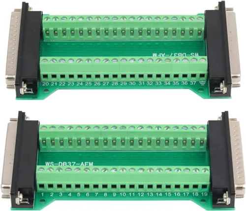 Vista 2 de 2 unids DB37 macho a hembra Terminal Breakout Board, RS232 D-SUB Serial a 37 Pin en una placa de ruptura Puerto sin soldadura Bloque de terminales