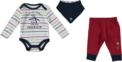 Vista 5 de Original Penguin Baby Boys Creeper Bodysuit and Jogger Pants 3 Pack Gift Set