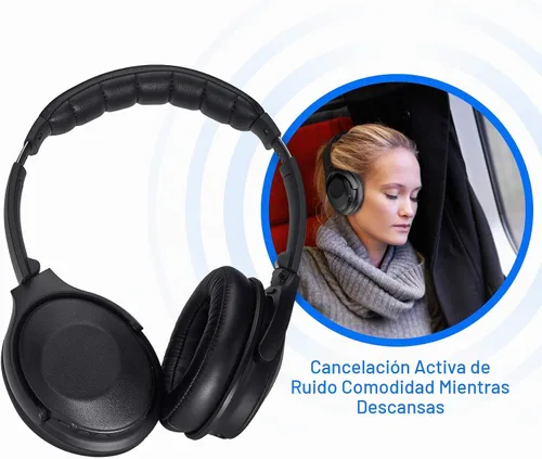 Vista 5 de Rosewill Auriculares inalámbricos Bluetooth con cancelación activa de ruido, auriculares inalámbricos ANC sobre la oreja ideales para viajes