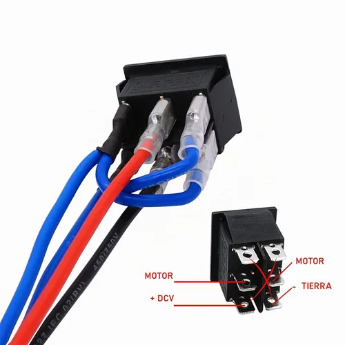 Vista 4 de TWTADE Interruptor de inversión de polaridad de bloqueo 12V 10A Control de motor CC 6 pines 3 posiciones ON-OFF AC 110V-220V Interruptor de palanca
