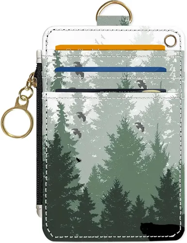 Vista 20 de Portafolios delgados con soporte para tarjeta de crédito, funda delgada de cuero PU con bloqueo RFID para viajes con ventana para ID, regalos