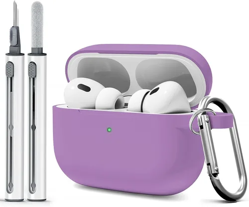 Vista 13 de Funda para AirPods Pro con kit de limpieza, funda de silicona suave para Apple AirPod Pro de 1ª/2ª generación, accesorios de funda AirPods Pro/Pro 2
