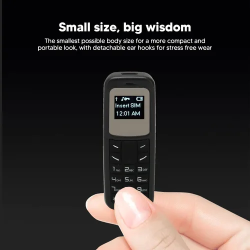 Vista 7 de Mini teléfono móvil, teléfono móvil pequeño desbloqueado Bluetooth auricular 0.66 pulgadas Bluetooth Dialer con gancho para la oreja Soporte SIM MP3