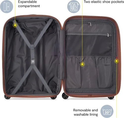 Vista 3 de DELSEY Paris St. Tropez Hardside - Maleta extensible con ruedas giratorias, Rosado, St. Tropez Hardside - Maleta extensible con ruedas giratorias