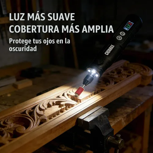 Vista 3 de Herramienta giratoria inalámbrica, kit de amoladora de pantalla Sreen de 6 velocidades con pinza universal y luz LED frontal, 68 accesorios