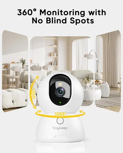 Vista 3 de BoyKeep Indoor Camera, 2K Cameras for Home Security with Motion Detection, Pet Camera Indoor with Phone App, Color Night Vision, 2-Way Audio