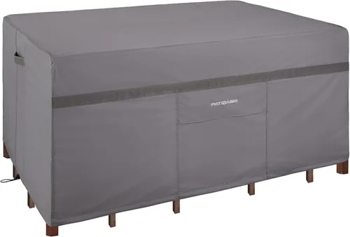 Vista 7 de Funda para Juego de Mesa y Sillas de Patio Rectangular 109" de Largo, Fundas Impermeables para Muebles de Exterior 600D, Duraderas, Resistente a
