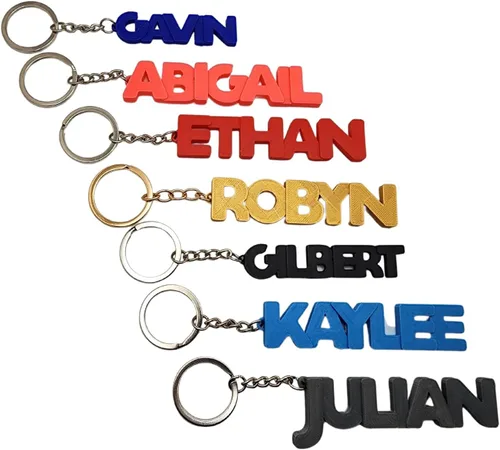 Vista 3 de Bold Letter Personalized Keychain, 3D Printed Keyring, Custom Name, Personalised Party Favor, 3D Printed Keychain, Stocking Stuffer (Custom)