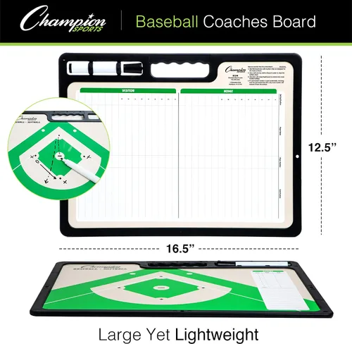 Vista 3 de Champion Sports Pizarra grande y extra grande de borrado en seco para entrenamiento - Pizarras blancas para estrategizar, técnicas, jugadas