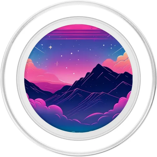 Vista 2 de Colorful Vaporwave Landscape Synthwave PopSockets MagSafe PopGrip for iPhone