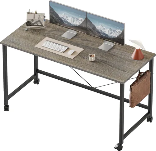 Vista 42 de Mericonia Escritorio de computador, escritorio de juegos para espacios pequeños, mesa moderna de estilo simple para oficina en casa, mesa de estudio