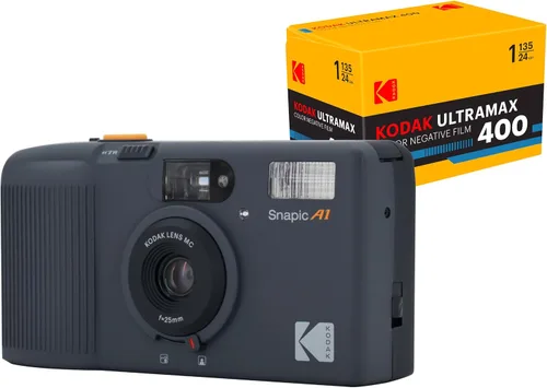 Vista 10 de KODAK Snapic A1 - Cámara de película 35mm, 35mm, reutilizable, enfoque de 2 zonas, ligera, compacta (Gris Rinoceronte)