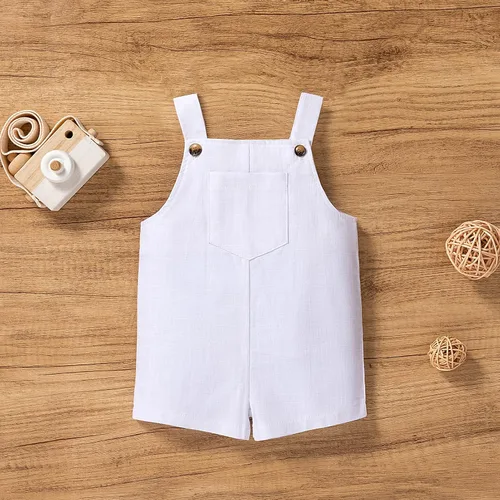 Vista 9 de MBMSHEGH Conjunto de ropa de verano para bebé y niño, con parte superior acanalada y tirantes con botones