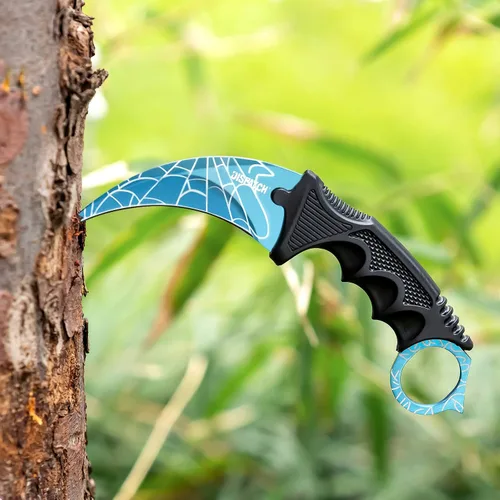 Vista 2 de Dispatch Karambit Cuchillo táctico de hoja fija para acampar, cuchillo de caza al aire libre con funda y cable, adecuado para senderismo, aventura