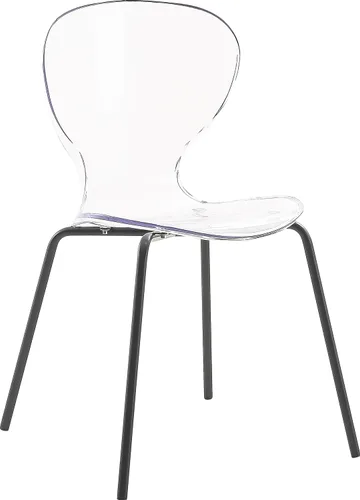 Vista 4 de Meridian Furniture Clarion Collection Modern - Silla de comedor apilable de policarbonato Lucite contemporánea con patas de metal resistentes, juego