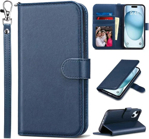 Vista 54 de ULAK Funda tipo billetera compatible con iPhone 15 para mujeres, funda tipo cartera con estampado floral de piel PU premium con porta tarjetas