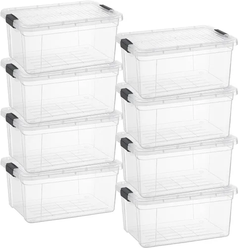 Vista 115 de Superio Mini contenedor de almacenamiento de plástico para crayón, suministros de arte y estuche de costura, organizador pequeño apilable