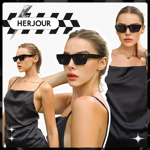 Vista 3 de Allarallvr Gafas de sol cuadradas retro para mujeres y hombres, montura rectangular, gafas de sol unisex AR82108